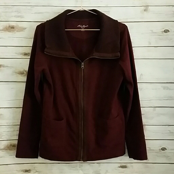 Eddie Bauer zip up jacket. Maroon. - Picture 4 of 8